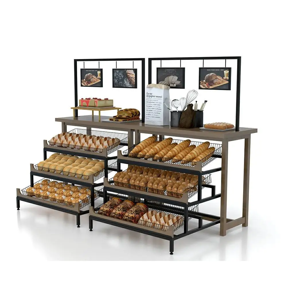 

Newly designed wooden bakery store display stand