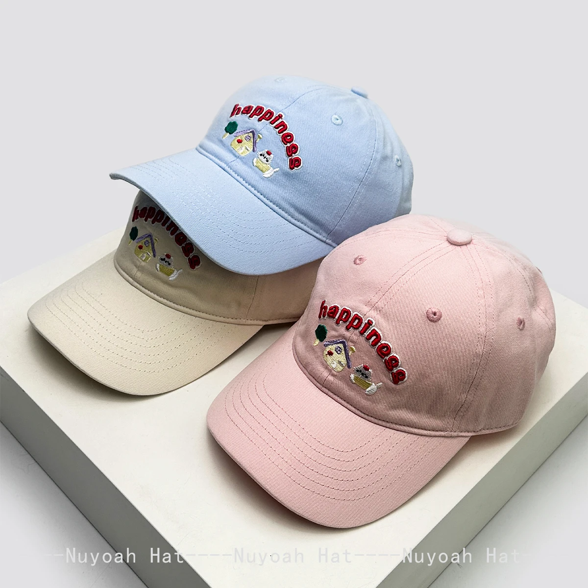 

New Men Women Cartoon Letters Tree house Cat Embroidery Baseball Hats Sunshade Cute Versatile Korean Peaked Caps Casual Fashion