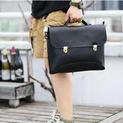 Vintage Fashion Luxury Designer natural organizer genuine Leather Men briefcase Outdoor Work Lawyer Office notebook computer bag