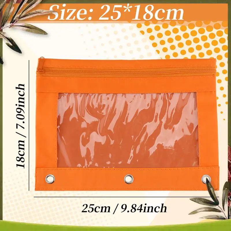 حقيبة أقلام رصاص جديدة مكونة من 6 قطع مع فتحات وأكياس بسحاب 3 حلقات مع نافذة شفافة (6 ألوان)