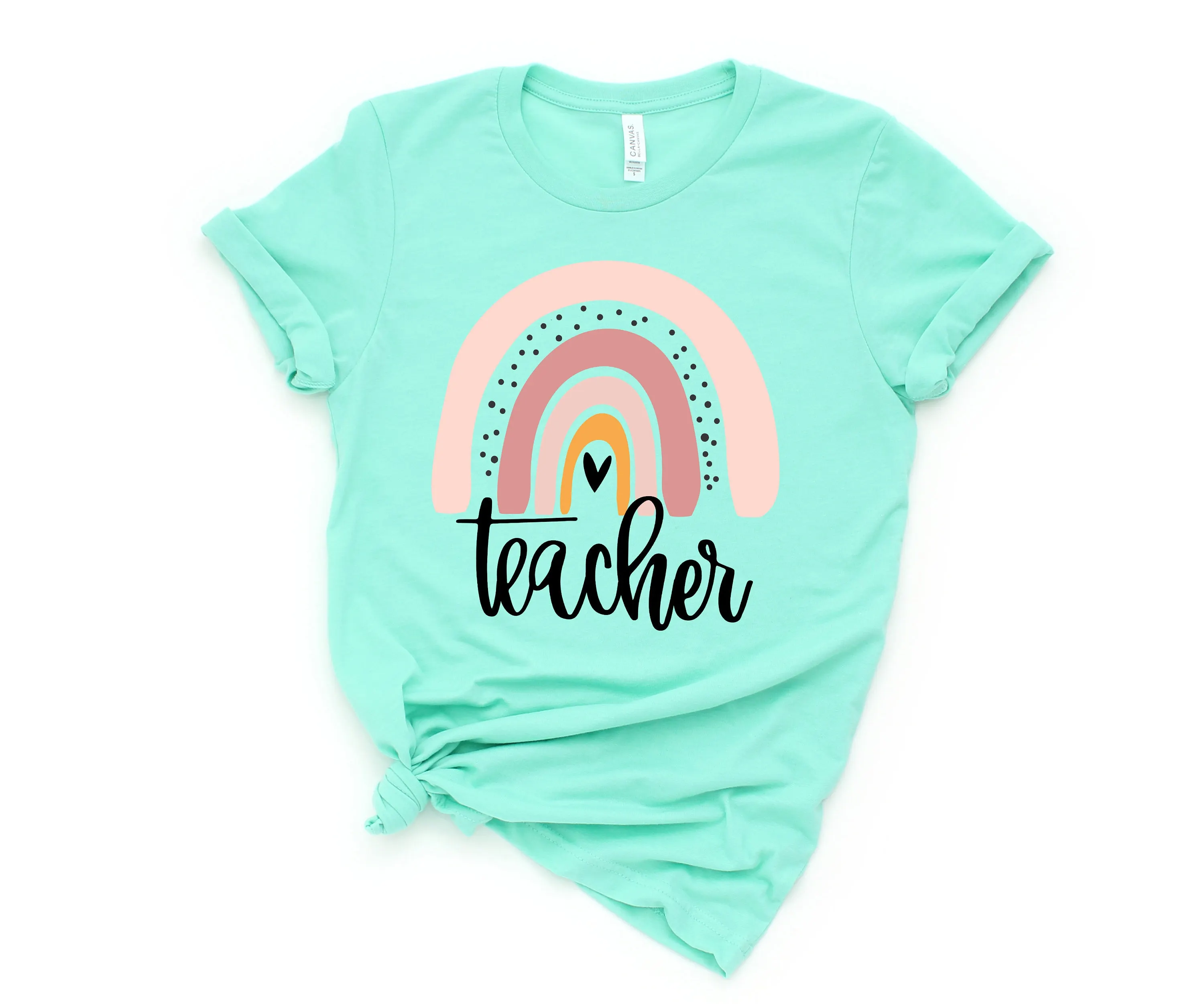 Футболка учителя для женщин Boho Rainbow Kindergarter