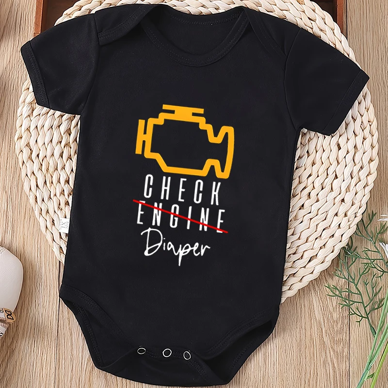 

Check Diaper Funny Newborn Baby Clothes Creative Fashion Summer Casual Cotton Infant Boys Girls Home Infant Onesie