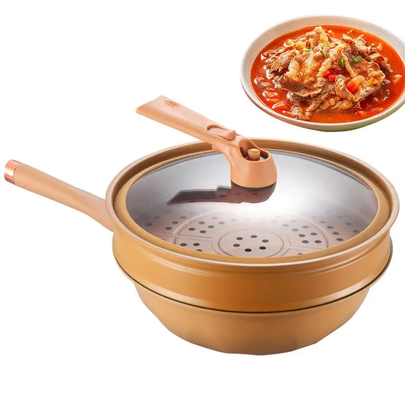 

Wok With Steamer Basket Energy Saving Nonstick Wok Frying Pan Household Cookware For Induction Stove Kitchen Cookware For Frying