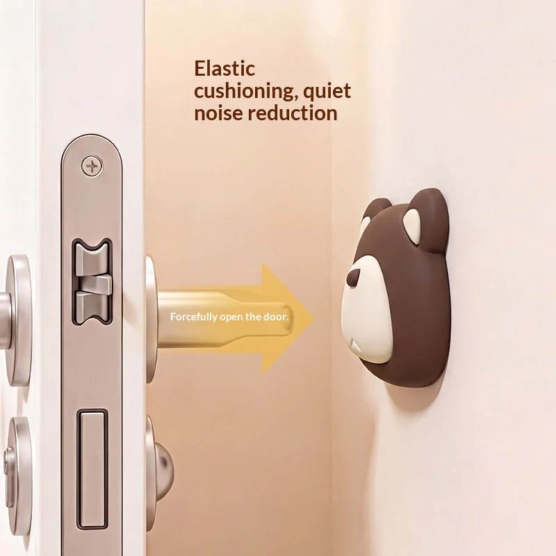 1Pc Cute Cartoon Animal Silicone Anti-Collision Pad, No Drilling Wall Buffer Mute Protector for Door Back