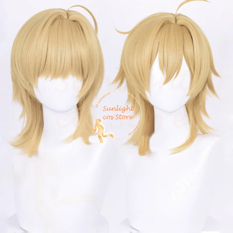 ES Hakaze Kaoru Cosplay Wig 40cm Flax Golden Wig Heat Resistant Synthetic Hair Halloween Party Cosplay Anime Wigs