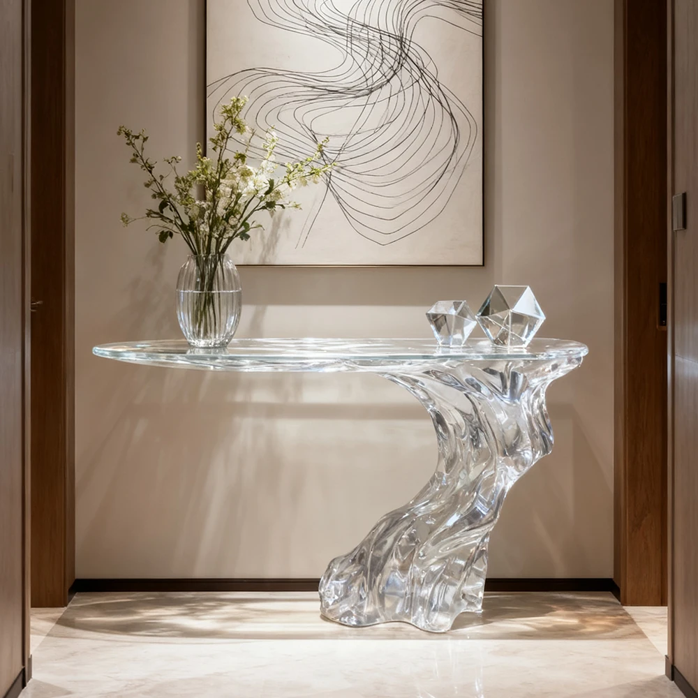 *Luxury Modern Transparent Resin Coffee Table Handmade Eco-Friendly Living Room Furniture for Villa Decoration