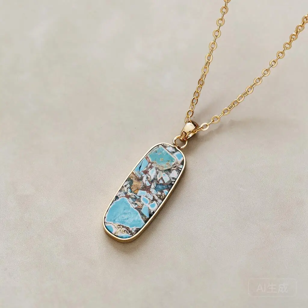 Natural Stone Geometric Bar Pendant Gold Plated Copper Chain Necklace Chic French Light Luxury Elegant Fashion Jewelry For Women