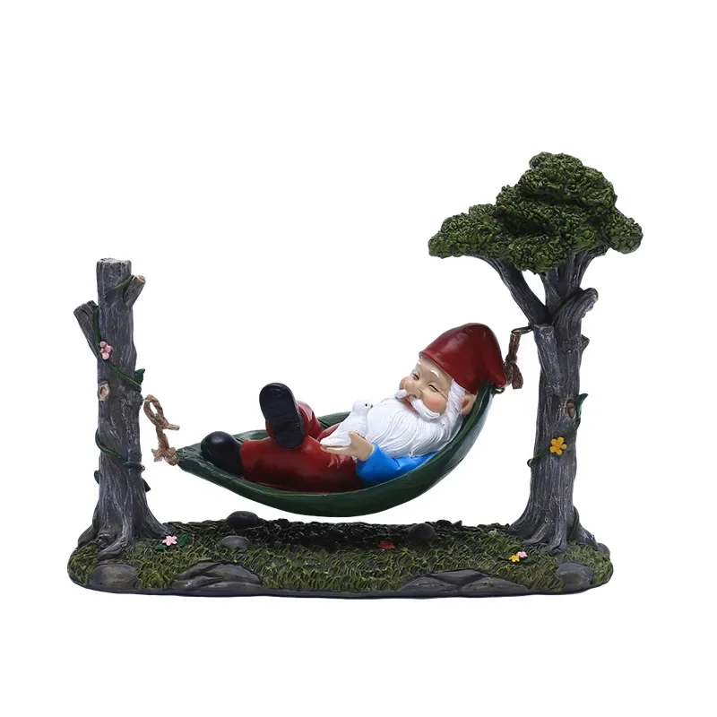 

1PCS Outdoor Garden Lawn Terrace Decoration Hanging Cross Legs Gnome Dwarf Resin Statue