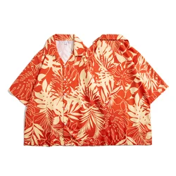 Summer men's floral shirt, designed in Hawaiian beach style, short sleeved casual shirt, ice silk quick drying loose top