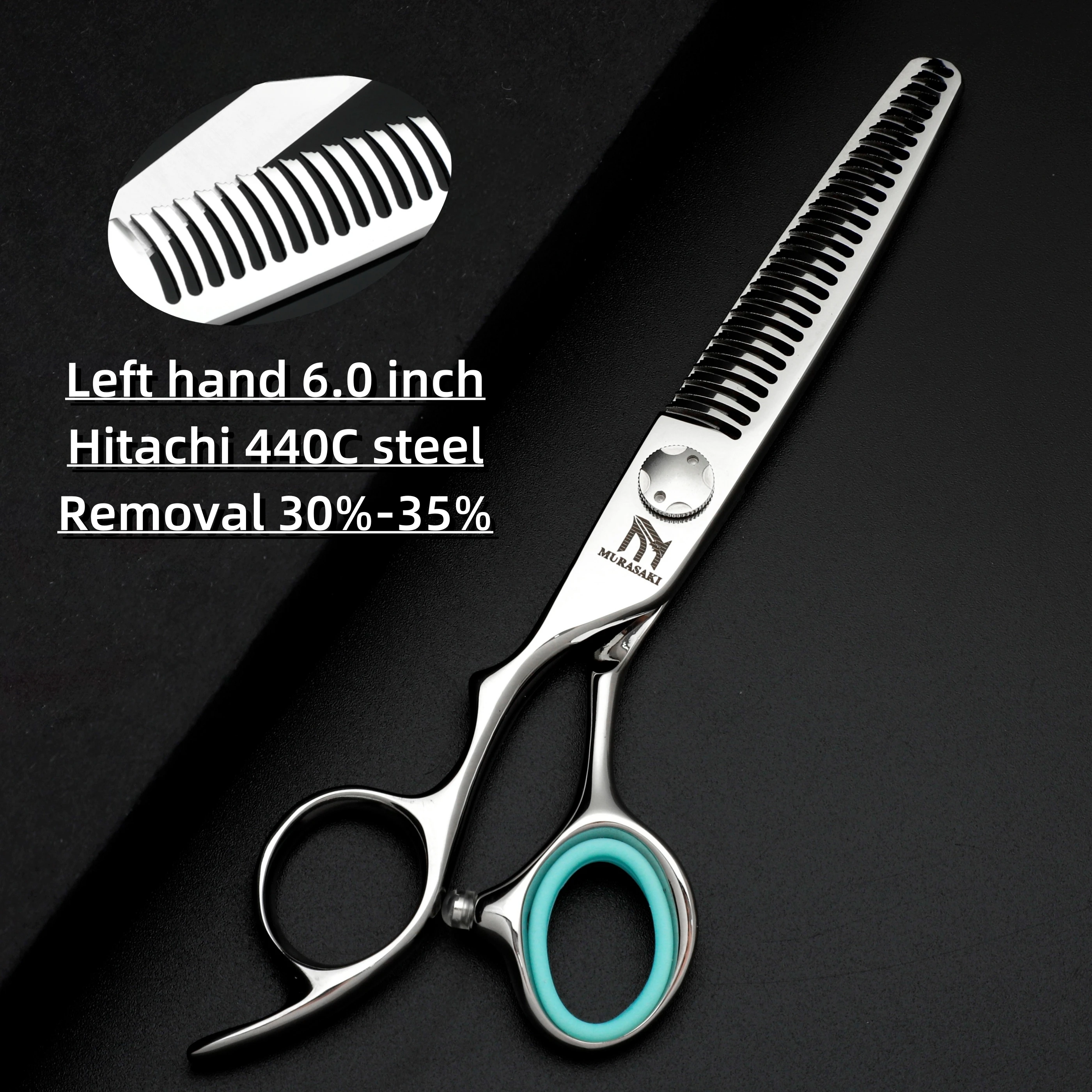 Professionelle Linkshänder-Schere, 6-6,5-6,8 Zoll Haarschneideschere, Japanischer 440C Stahl, Hochwertiges Friseurzubehör – Detail 14