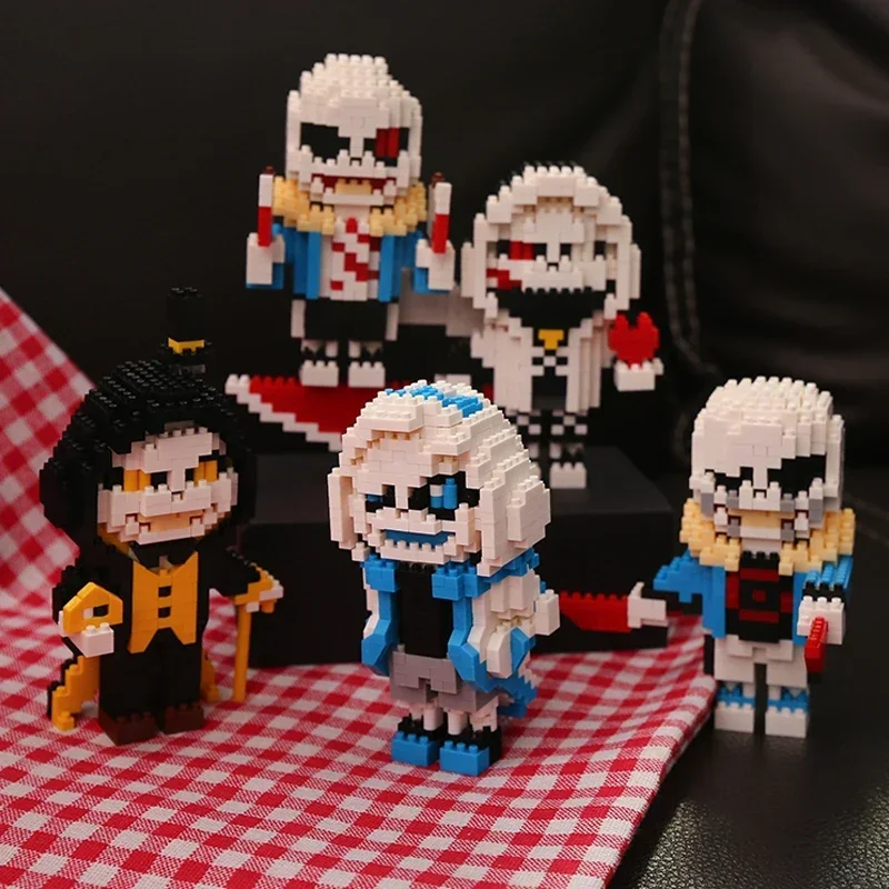 SC Game Undertale Sans Cross Nightmare Reaper Ink Skeleton Hero Monster Doll DIY Mini Diamond Blocks Bricks Building Toy No Box