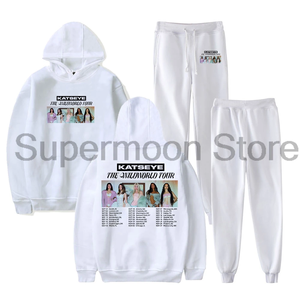 Kpop Katseye The Wildworld Tour 2026 Hoodie Jogger Pants Two Piece Set Sweatshirts+Sweatpants Women Men Outfit Sets