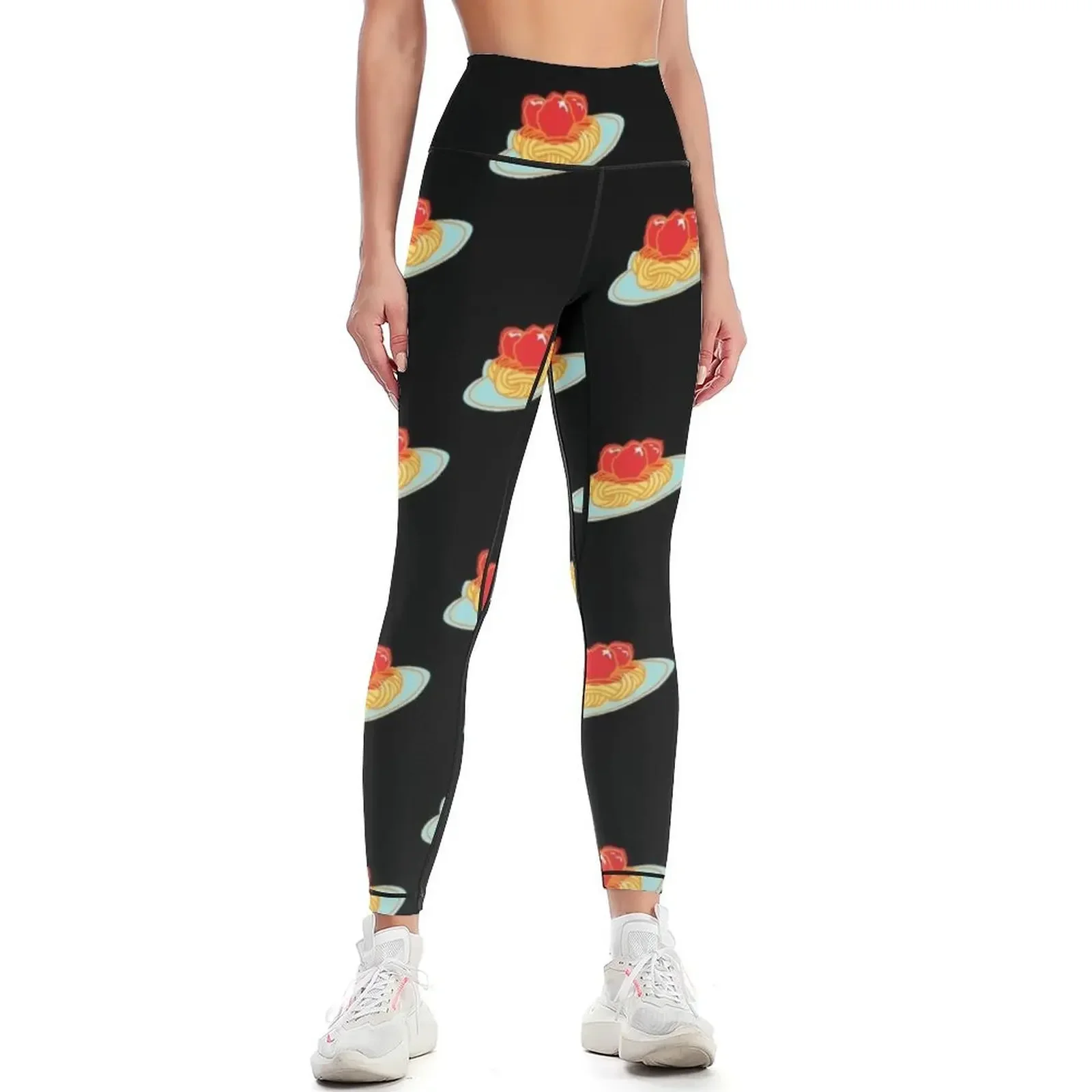 

Spaghetti and meatballs sticker Leggings high waist joggers for Women's high waist fitness set gym Womens Leggings