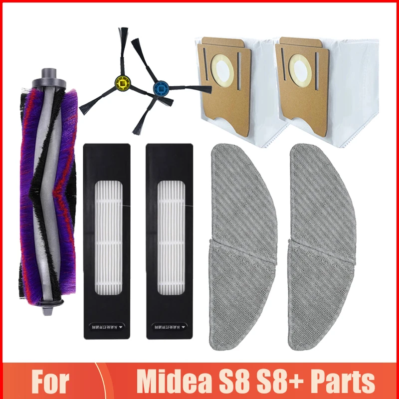 الرئيسية الأسطوانة فرشاة أجزاء ل ميديا S8 S8 + روبوت مكنسة كهربائية استبدال الجانب فرشاة ممسحة القماش الخرق Hepa تصفية الملحقات
