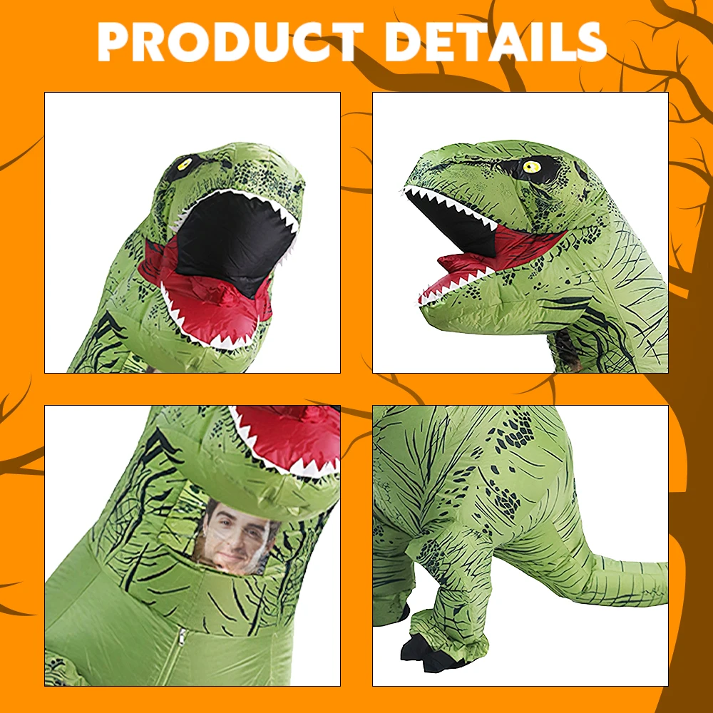 Disfraz de dinosaurio inflable para adultos, disfraz de Halloween, traje inflable divertido para alturas de 155 a 190 cm, para uso en fiestas