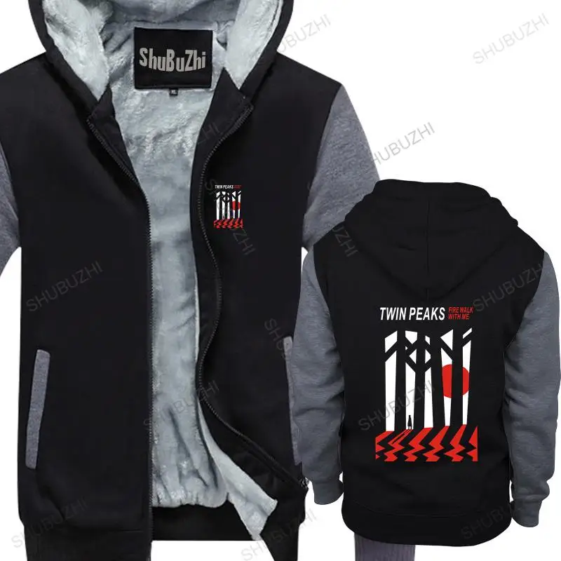 new arrived men hoodies winter Twin Peaks Population cotton fleece jacket for man