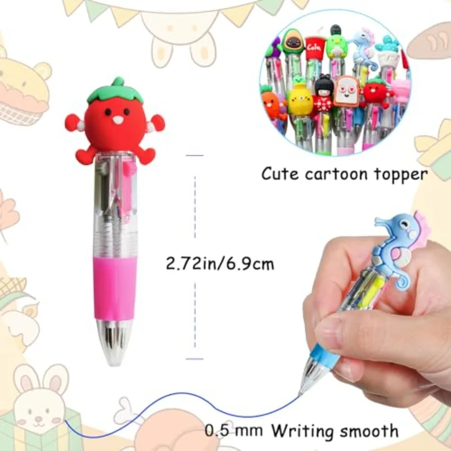 أقلام ممتعة لقلم متعدد في واحد 4 في 1 أقلام لطيفة Kawaii أقلام حبر جاف صغيرة السائبة حفلة فافو لهدايا عيد الميلاد الفصول الدراسية طالب Pri