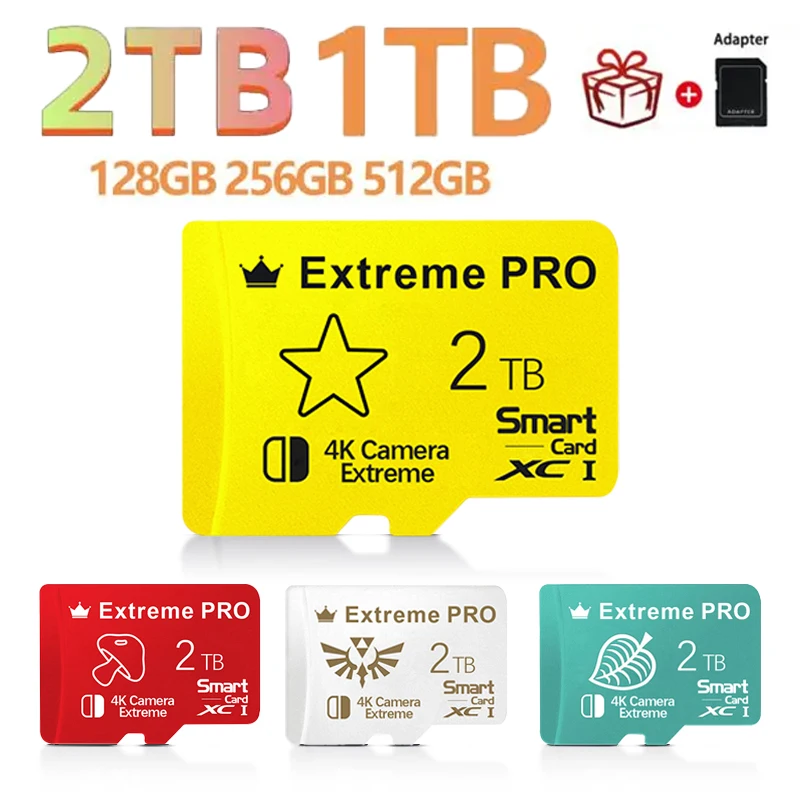 Extreme Pro 2TB 1TB SD Memory Card 128GB SD/TF Flash Card Mini SD Card 512GB Flash Memory Card With Package Free SD Adapter