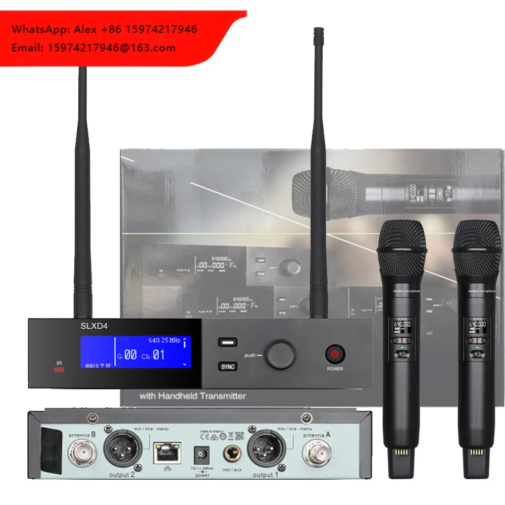 SLXD4 SLXD2 Dual Channel Mic Stage Cordless Microphone Wireless True Diversity Sound System Profesional Uhf Wireless Microphone
