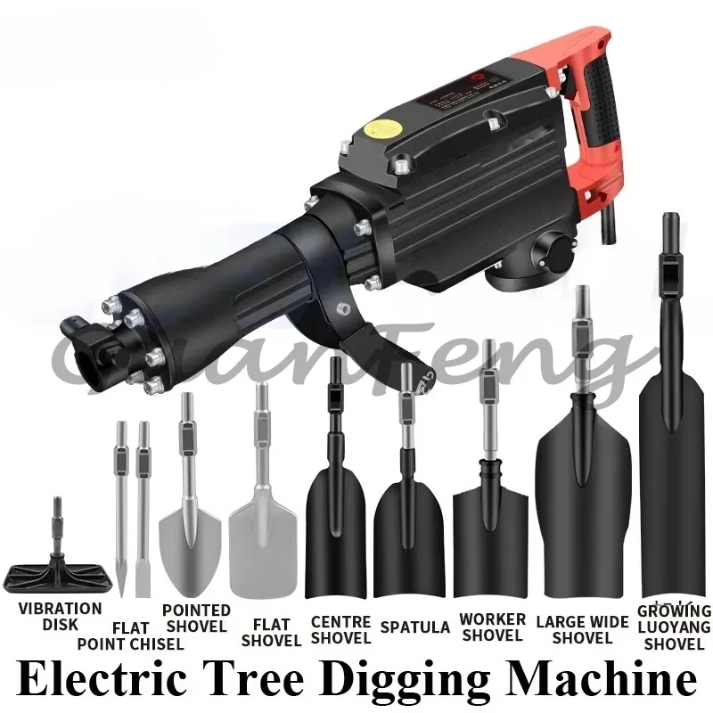 Electric Jack Hammer Concrete Demolition Breaker, Tree Digging Machine Seedling Lifter for Farm & Road Construction