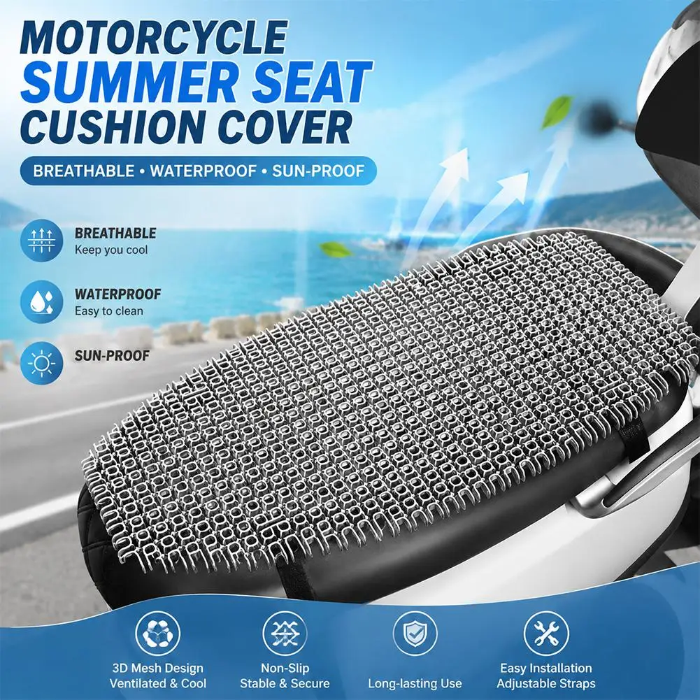 Universal Motorcycle Summer Seat Pad Breathable PE Net Cover Sunproof Waterproof Cool Air Mat For Scooter E-Bike