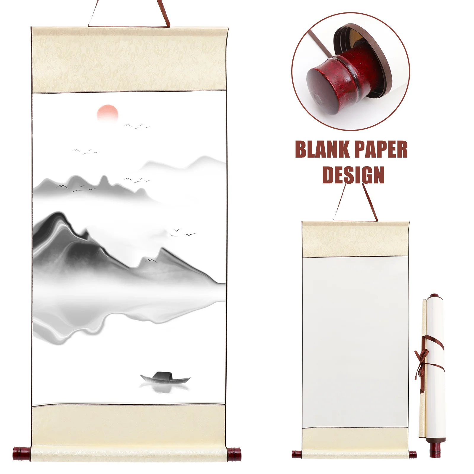 Portable Blank Calligraphy Scroll Paper Premium Material Chinese Painting Scroll Art for Writing Practicing Home Wall
