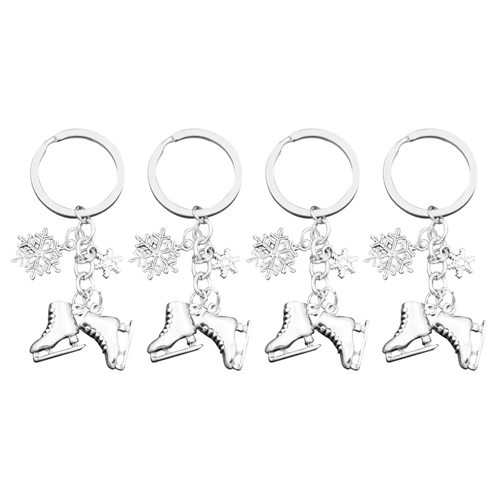 4 Pcs Skate Keychain Ring Skater Shoes Bag Pendant Figure Skating Gifts Zinc Alloy Decoration Backpack Ornament Snowflakes Toy