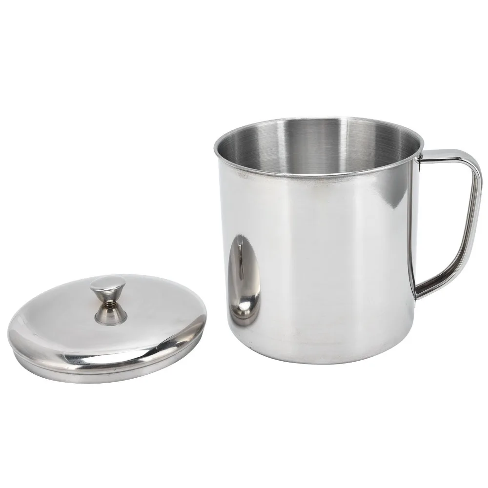 Rustless Steel Water Cup With Sealed Lid Cylindrical Overall Metal Tumbler Polished Inner Wall Lightweight Drinking Mug