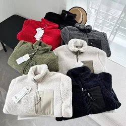 Windproof Fleece Jacket Men Women Long Sleeve Standing Collar Warm Plush Coat Outdoor Trekking Fitness Ski Sports Running Spring