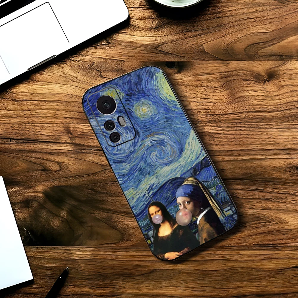 Leonardo Da Vinci Mona Lisa Phone Case For Xiaomi 11 Redmi Note 11 5G 8T 9A 9 10T Note8Pro Note9 12SUltra Black Case