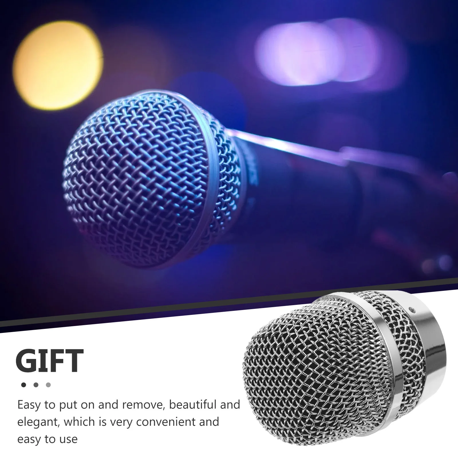 

Wireless Microphone Metal Grille Mesh Ball Head Replacement Easy Install Mic Parts for Ktv Dance Conference Stage Use Metal Mic