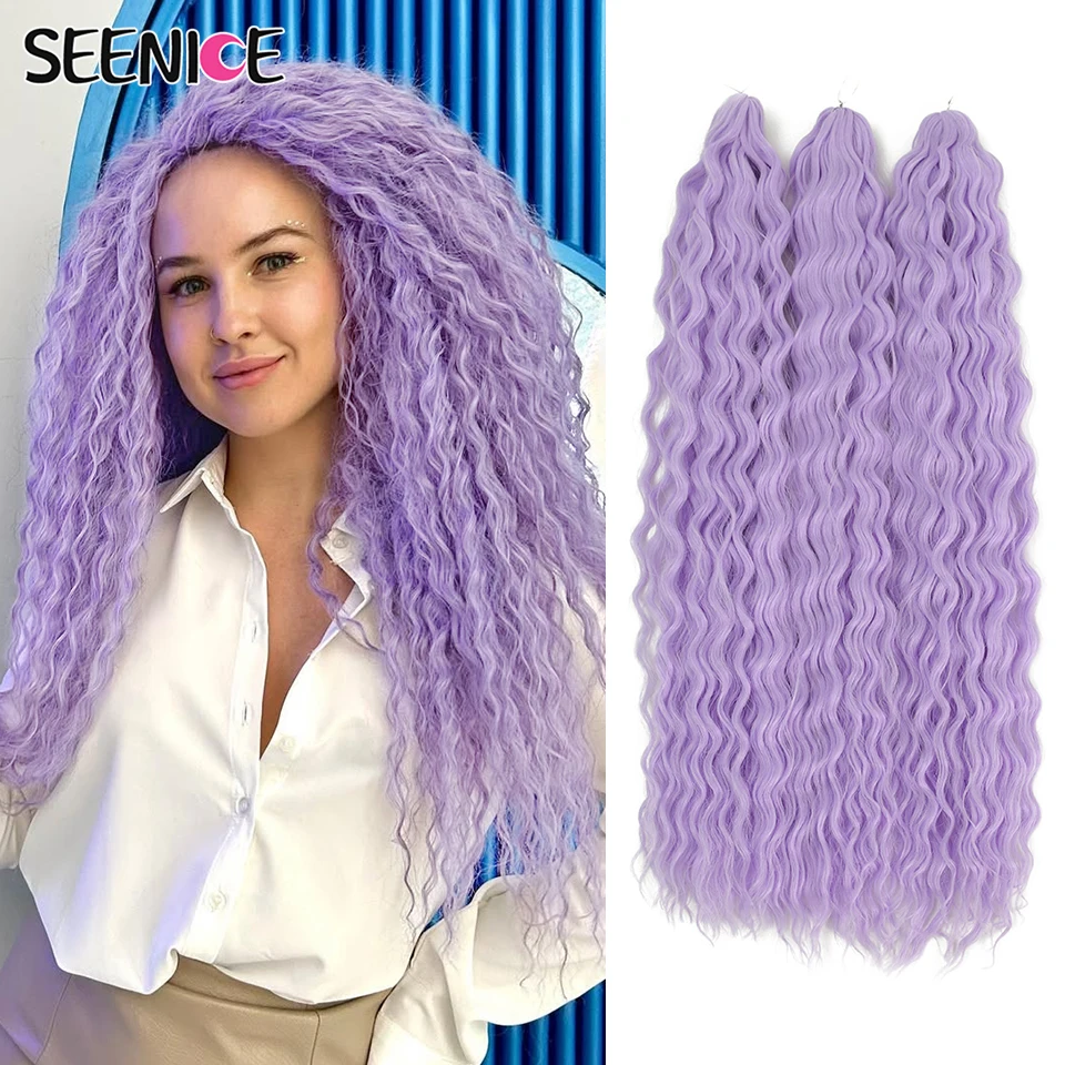 

Ariel Water Wave Twist Crochet Hair Synthetic Braids Hair Ombre Purple 22-30 Inch Curl Hair Deep Wave Braiding Hair Extensions
