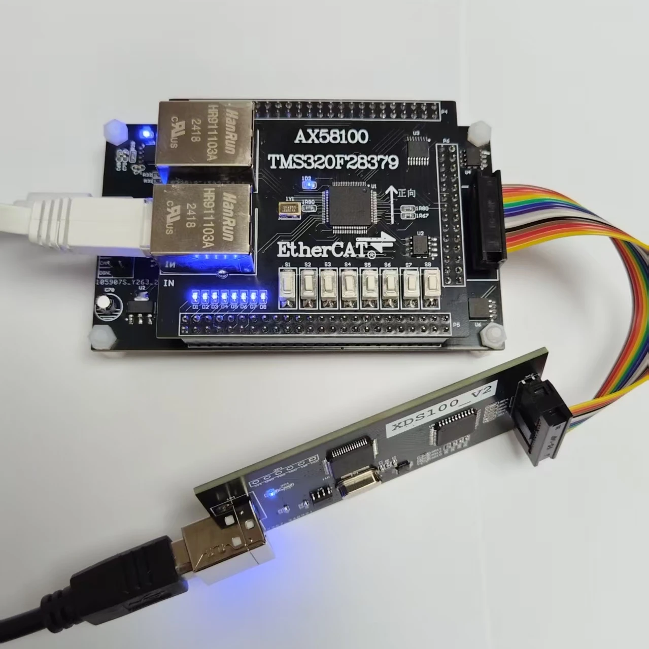 TMS320F28379+AX58100 EtherCAT Servo Slave CIA402 SPI/EXMC Dual Mode