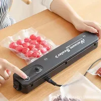 Portable Vacuum Sealer Machine 220V/110V Household Food Saver with Free 10 Bags - Compact Vacuum Packaging for Kitchen, Black