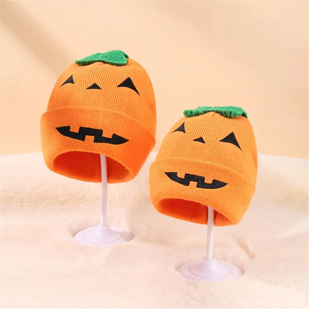 Cute Halloween Parent-children Beanies Winter Warm Cute Pumpkin Ghost Hat Halloween Outfit Accessories Berets for Child Adult