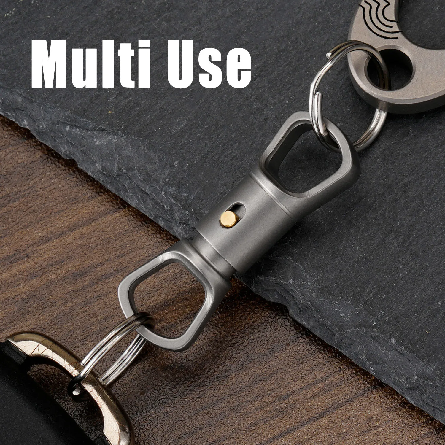 Men's EDC Titanium Alloy Keychain Double Headed Buckle Universal Key Holder Durable Multi-Functional Pocket Tool