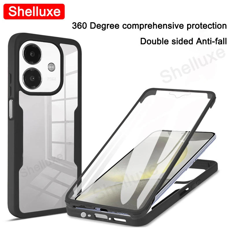 360 Full Body Front+Back Clear Case Shelluxe For OPPO A3 A3X OppoA3 OppoA3X 4G 5G Silicone Double Sided Shockproof Phone Cover