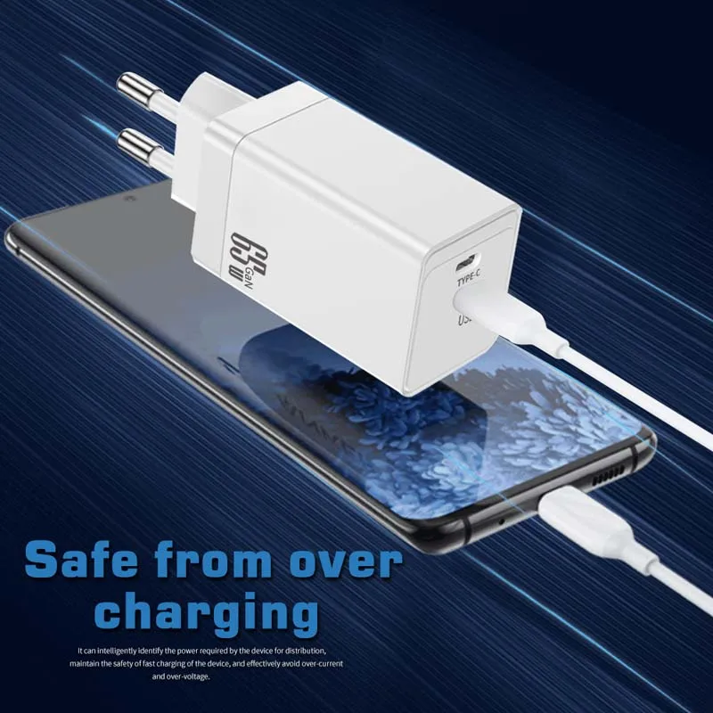 65W GaN Charger USB Type C Charger PD 3.0 Quick Charge 3.0 Fast Charging Adapter Phone Wall Chargers For iPhone MacBook Samsung