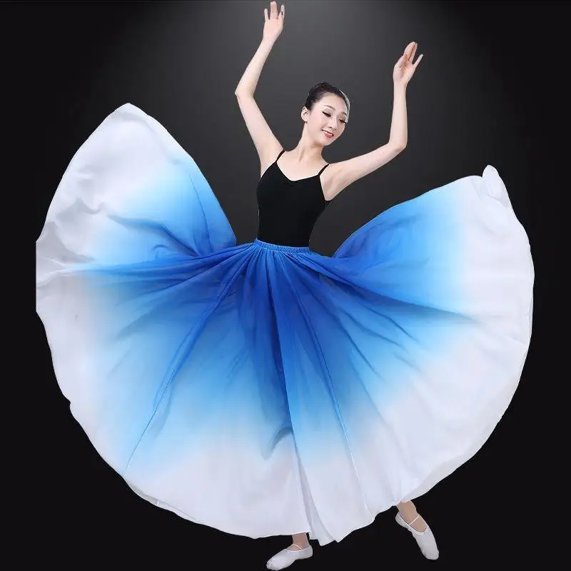 

1pcs/lot classic style woman belly dancing skirt lady gradient performance dancing skirt 720 degree