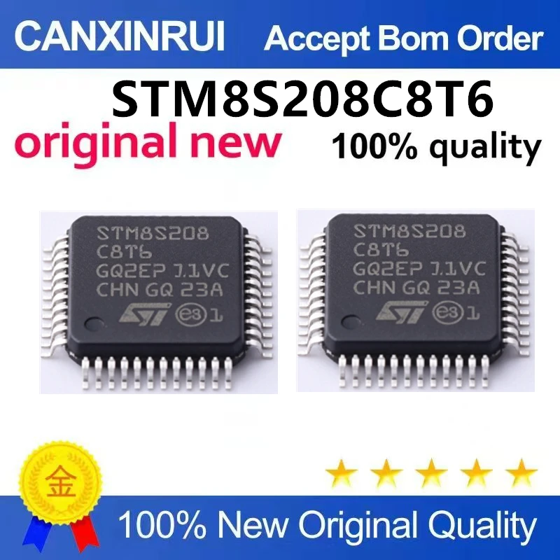 (5pcs-100pcs)Brand new original STM8S208C8T6 LQFP-48 24MHz/64KB flash memory/8-bit microcontroller