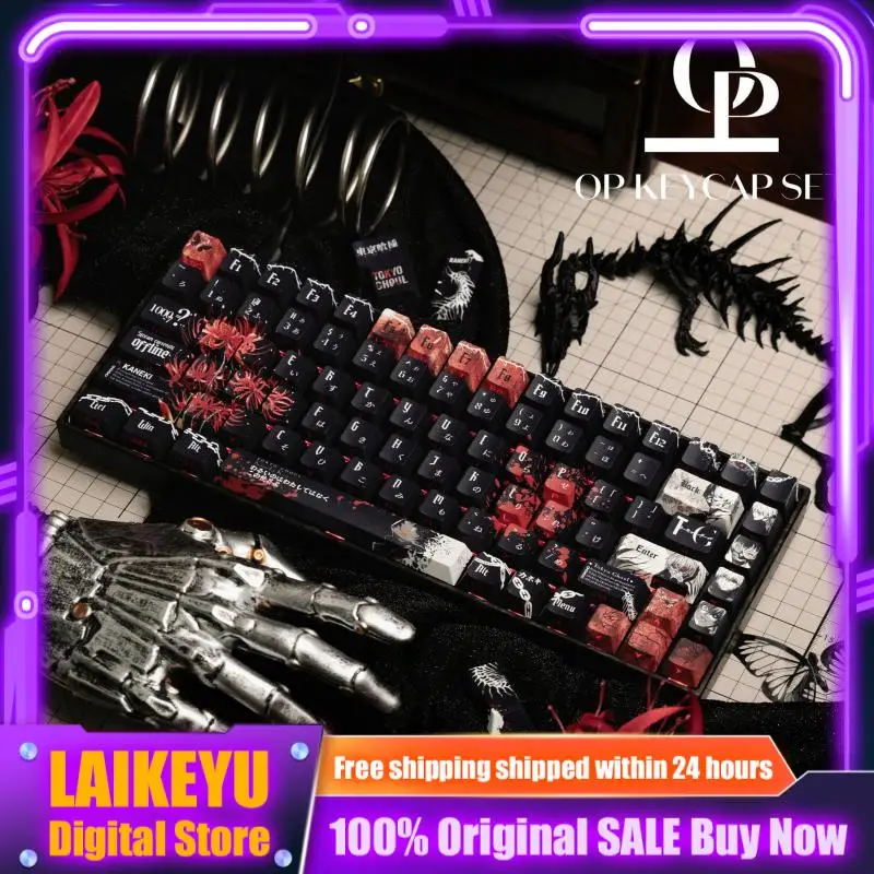 Tokyo Ghoul Anime Theme Keycaps Mechanical Keyboard PBT Cross Axis PC Gaming Keyboard Collection Gifts Custom Keycaps