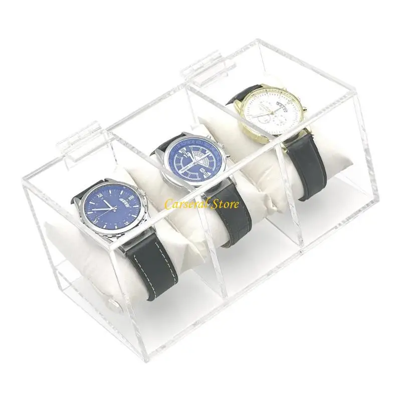 M4YF Hiển thị đồng hồ tinh vi Hiển thị Clear Clear Acrylic Tổ chức với nhiều ngăn trong suốt Đồng hồ trong suốt Hộp lưu trữ