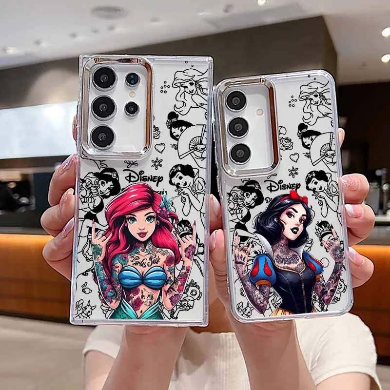 Disney Tattoo Ariel Princess For Samsung S25 EDGE S24 S23 S22 S21 S20 S10 FE Note 20 Ultra Plus Transparent Soft Phone Case Capa