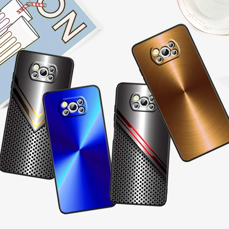 

Metal design patterns Phone Case For Xiaomi Mi Poco F3 F4 F5 F6 X3 X4 X5 X6 X7 M3 M4 M5s M5 M6 GT Pro 5G Black Cover