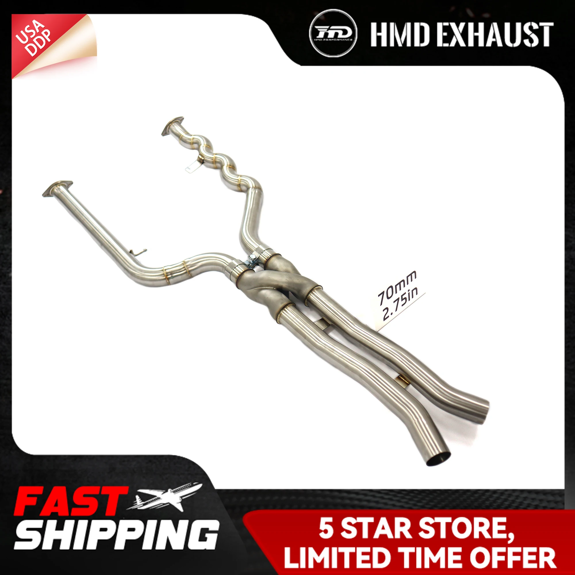 

HMD SS304 Средняя труба для BMW M3 M4 G8X Выхлоп с трубой Z Прямая установка на болтах