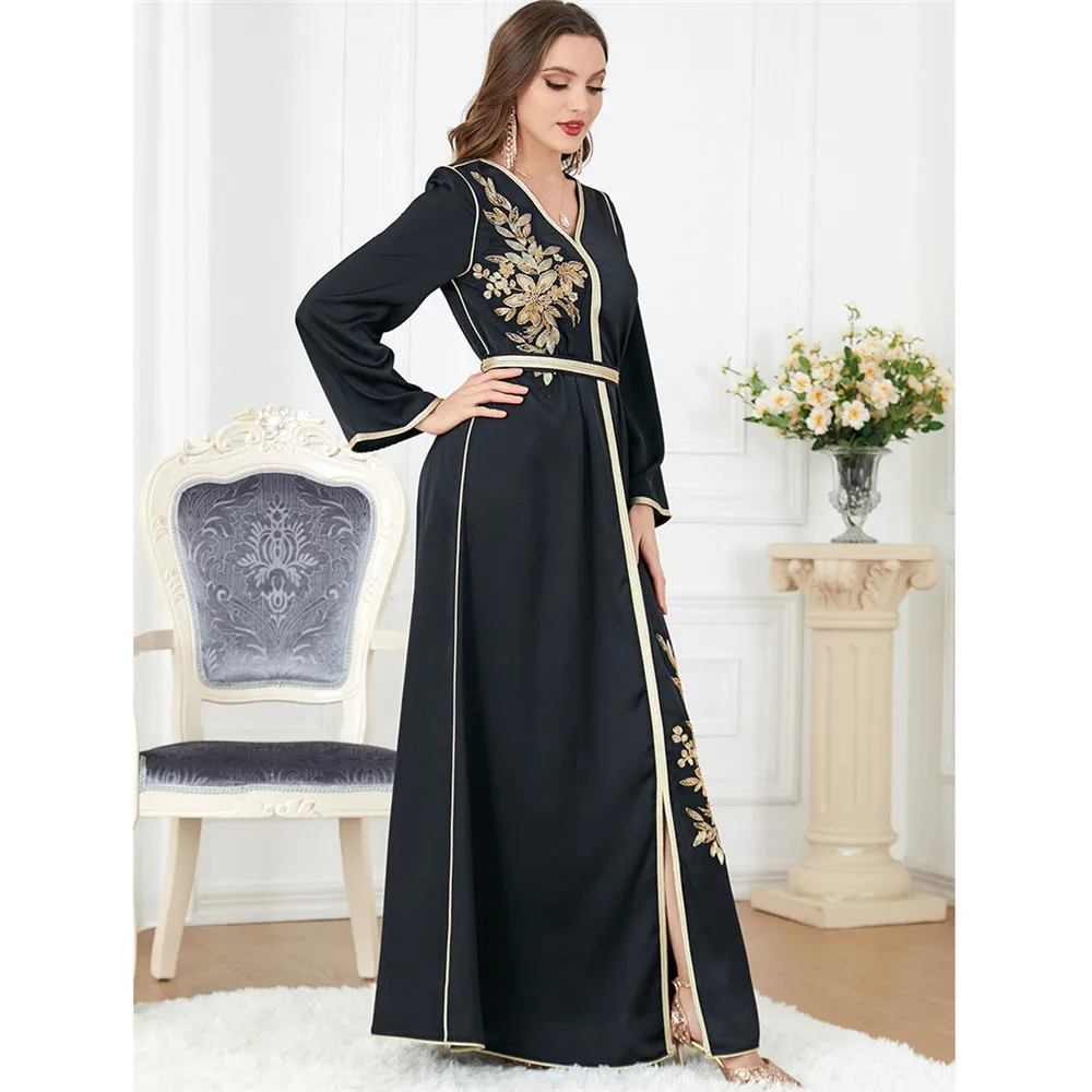 Moroccan Abayas Muslim Women Maxi Dresses Turkey Eid Djellaba Party Gown Islamic Kaftan Dubai Evening Jalabiya Ramadan Clothing