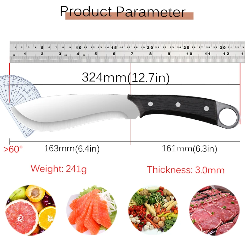 Forged Chopping Knives Stainless Steel Butcher Knife Meat Cleaver Mongolian Barbecue Knife Household Slicing Knife Cooking Tool