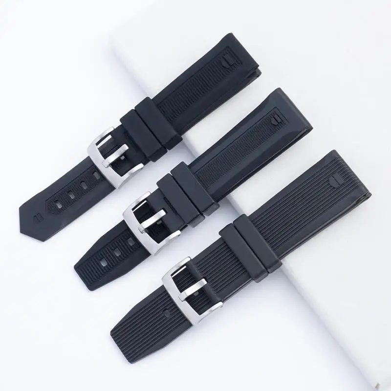 

MAISITU 20mm 22mm 24mm Black Nature Watchband Soft Silicone Rubber Watch Band Belt For TAG Strap CARRER for Heuer Pin Buckle