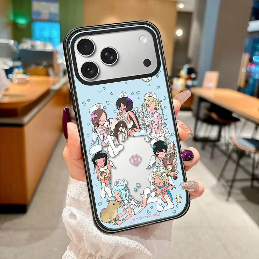 Cartoon Party Girl Impact Black Border Magnetic Phone Case Cover for IPhone 13 14 15 16 17 18 Pro Max Case
