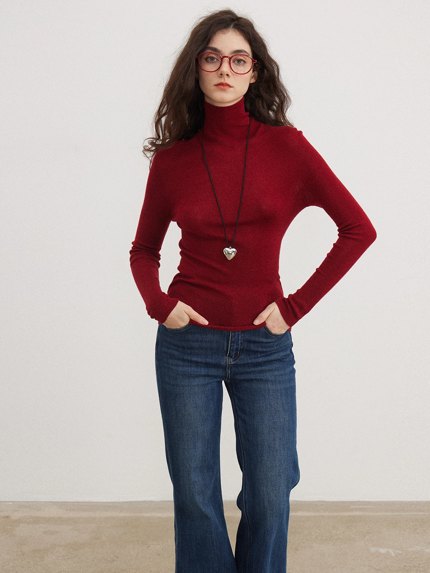 

Женская трикотажная шерстяная основа Sl High Ne Long Sve Slim Fit, повседневная внутренняя одежда, топ на осень-зиму